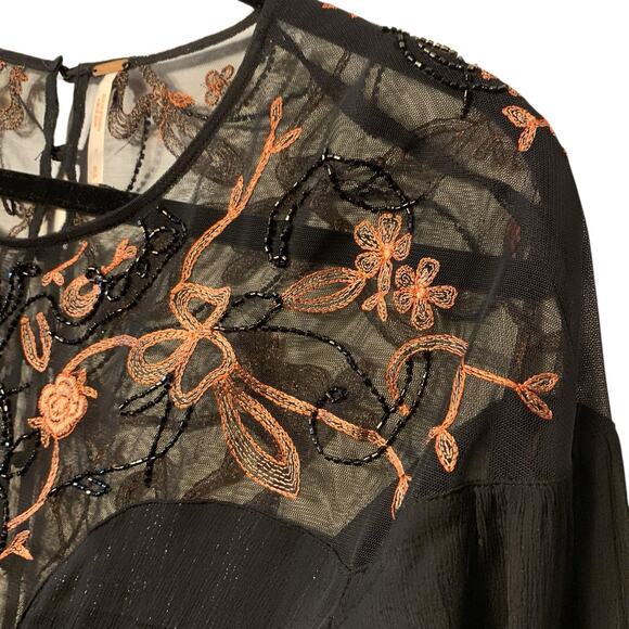 Free People beaded PANAMA CITY MINI DRESS black sz small - Picture 3 of 16